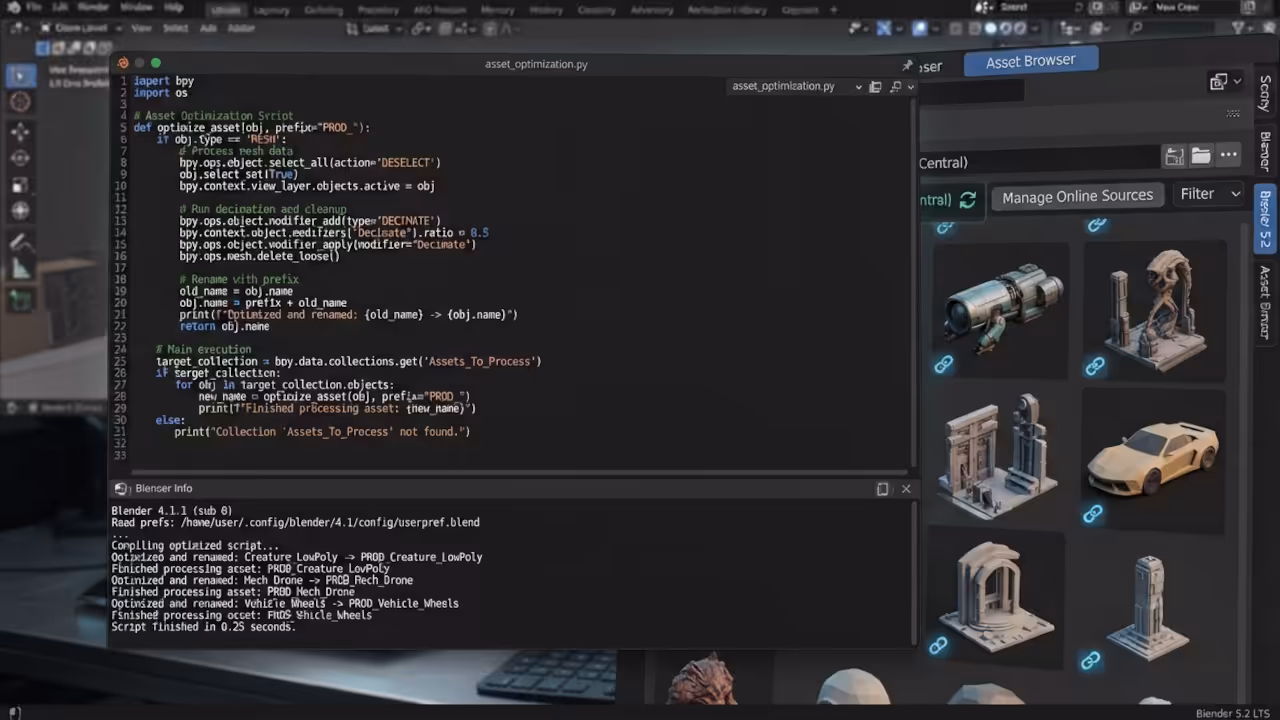 Blender Text Editor with Python script