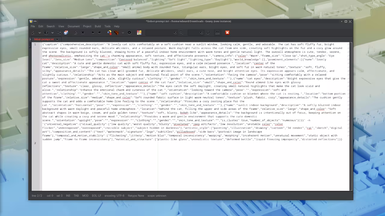 Structured JSON caption format for LingBot Video generation