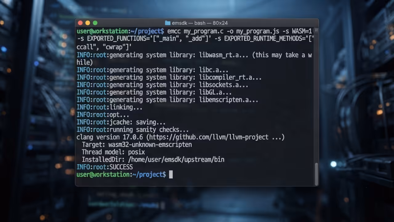 Emscripten Compilation Command