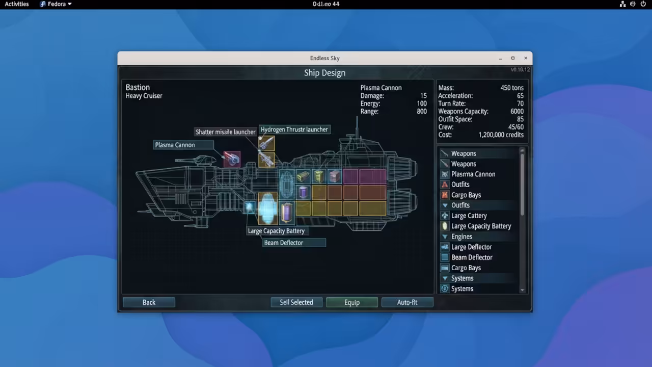Endless Sky Ship Design Interface
