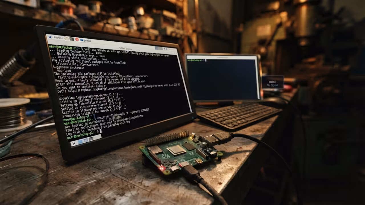 Linux workstation terminal window running the installation command for the falling block game