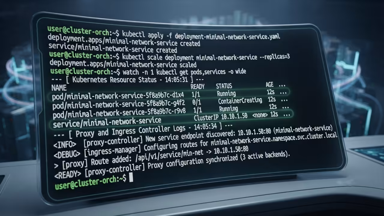 Terminal window showing container orchestration command execution output