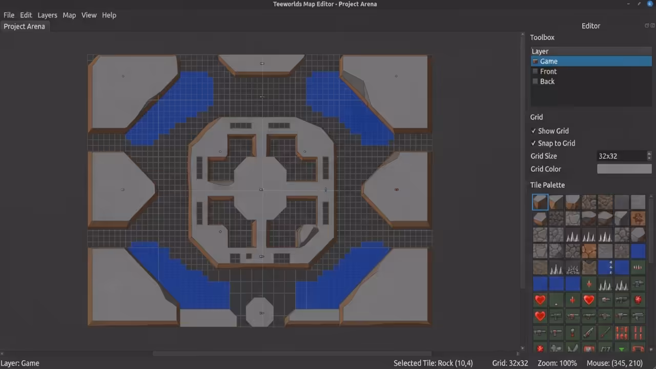 Teeworlds map editor interface