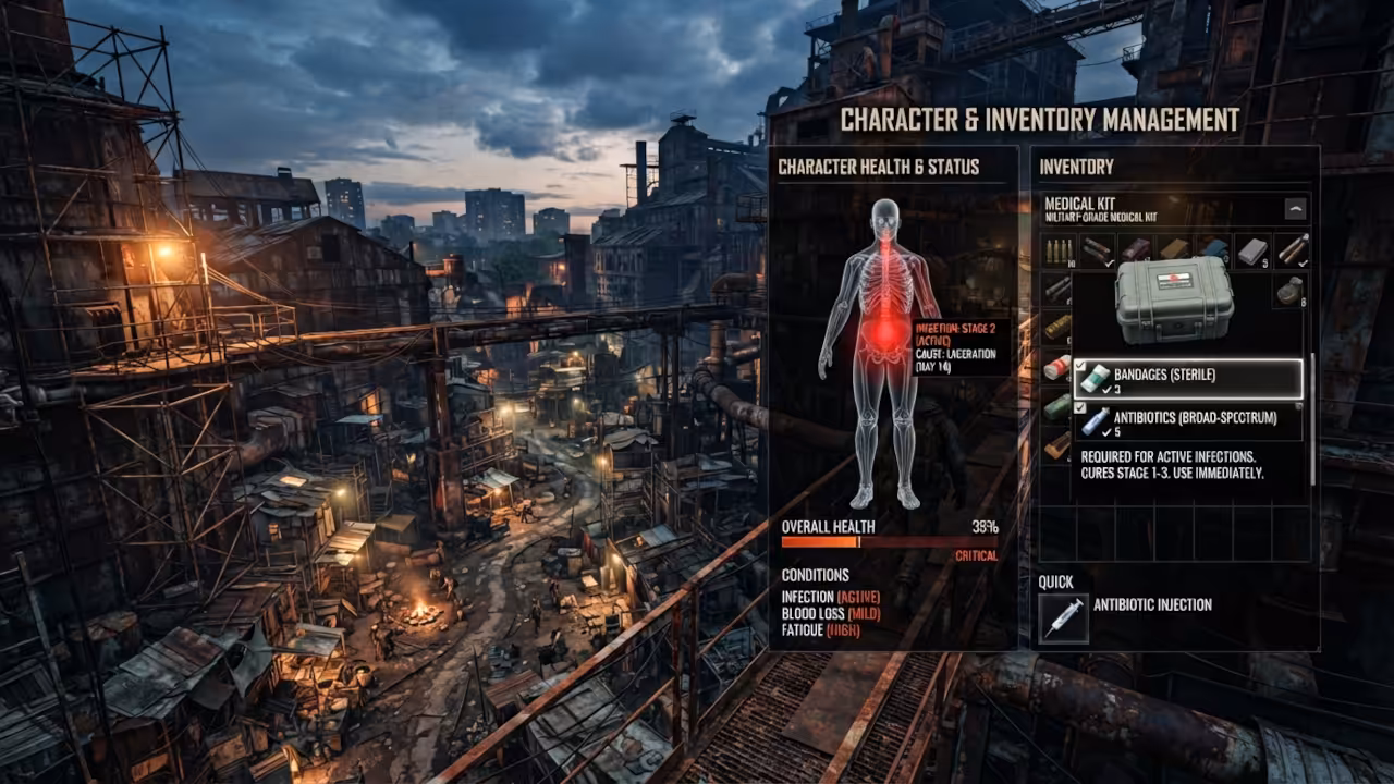 Inventory management screen showing detailed medical kit
