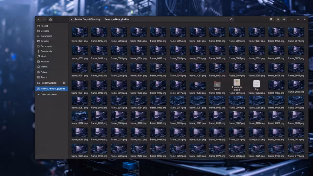 File explorer with rendered frames
