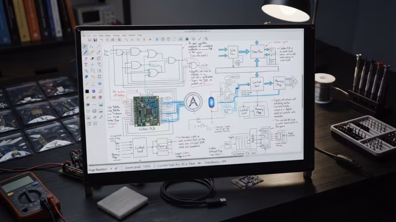 Xournal Plus Plus workspace with technical diagrams