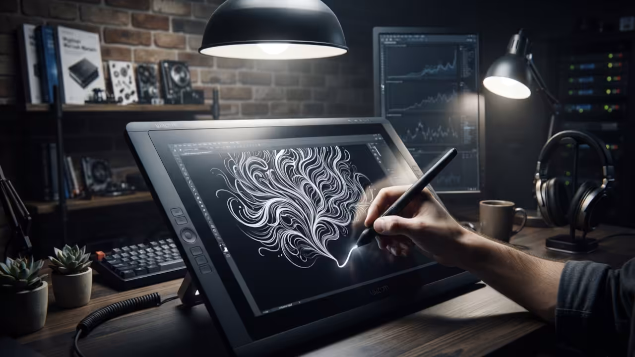 Fluid digital ink strokes on dark interface