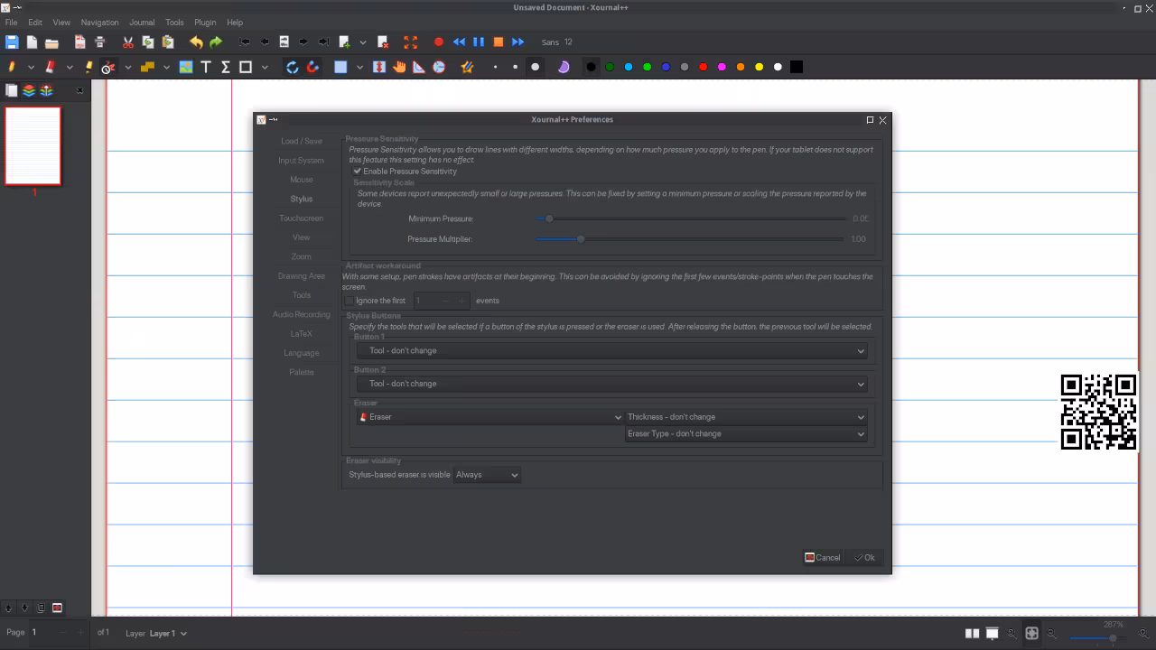 Xournal Plus Plus Input System preferences