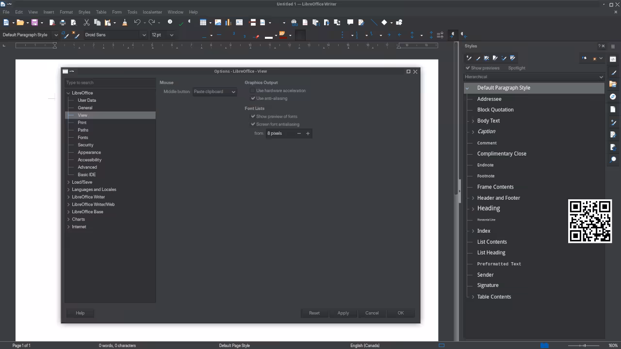 High end workstation with LibreOffice Writer