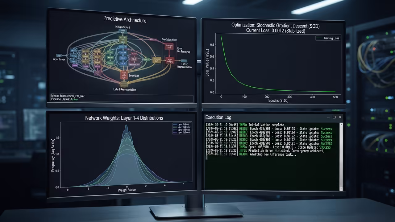 Pipeline of predictive coding stages