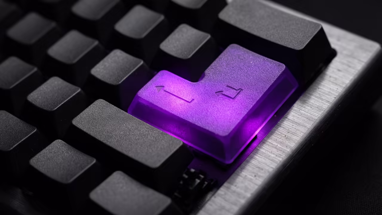 Mechanical keyboard with violet backlight