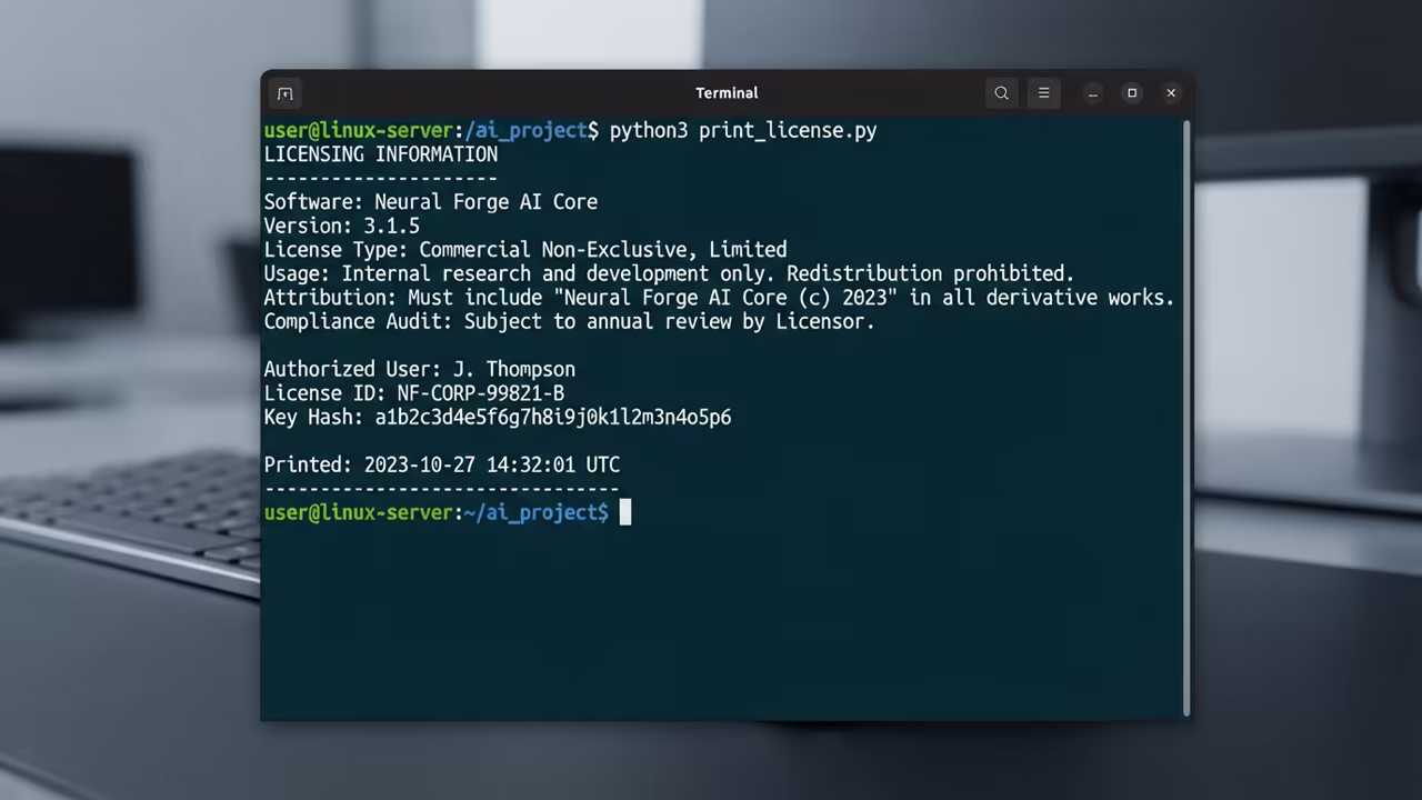 Linux terminal running Python script for license extraction