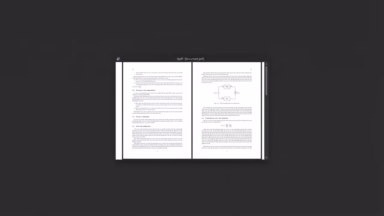 Minimal window manager interface showing Xpdf