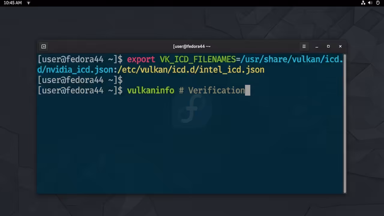 Vulkan driver export command