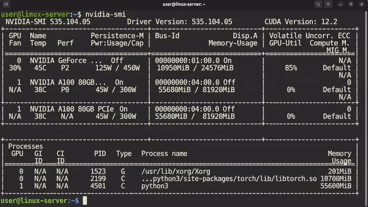 nvidia-smi showing hybrid GPU setup