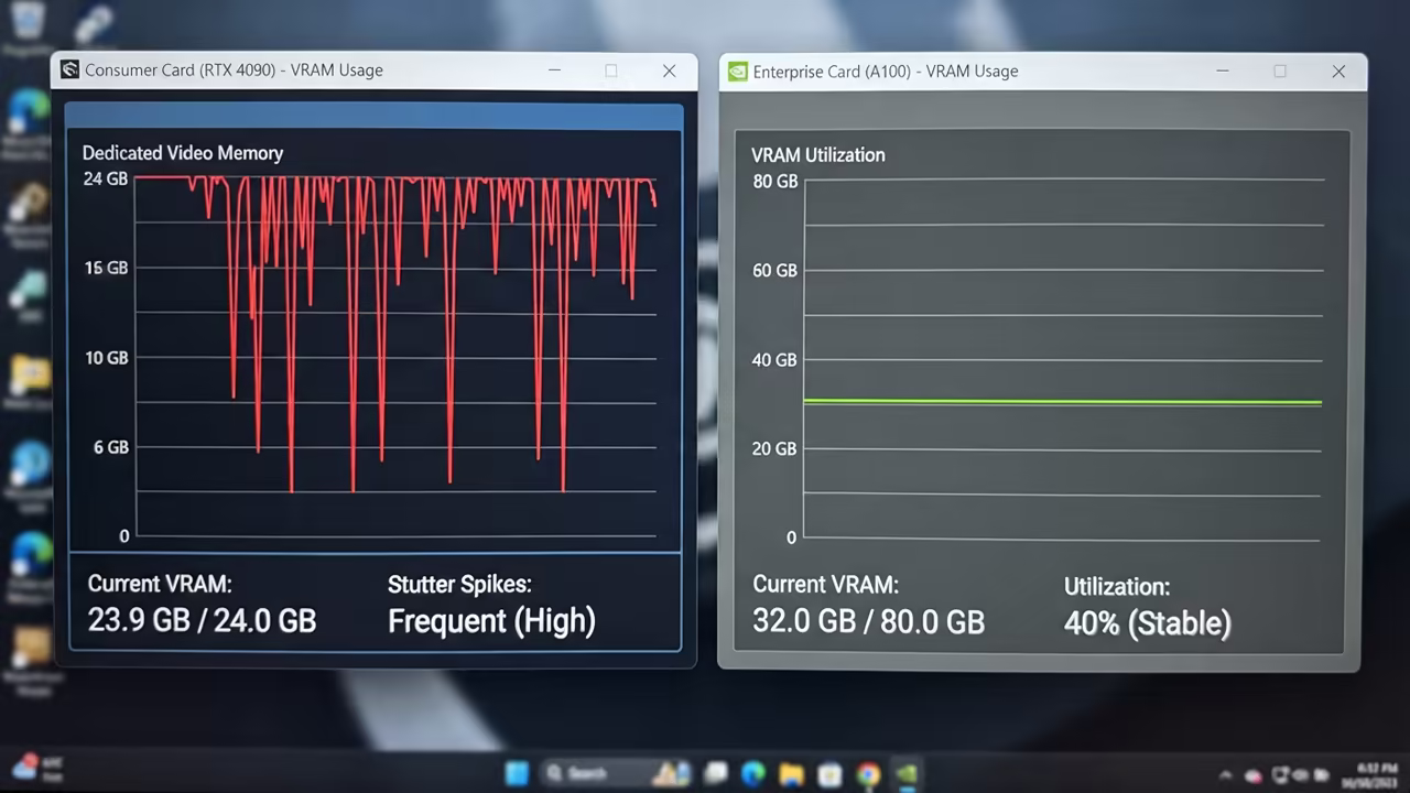 Performance monitoring graph showing stable VRAM