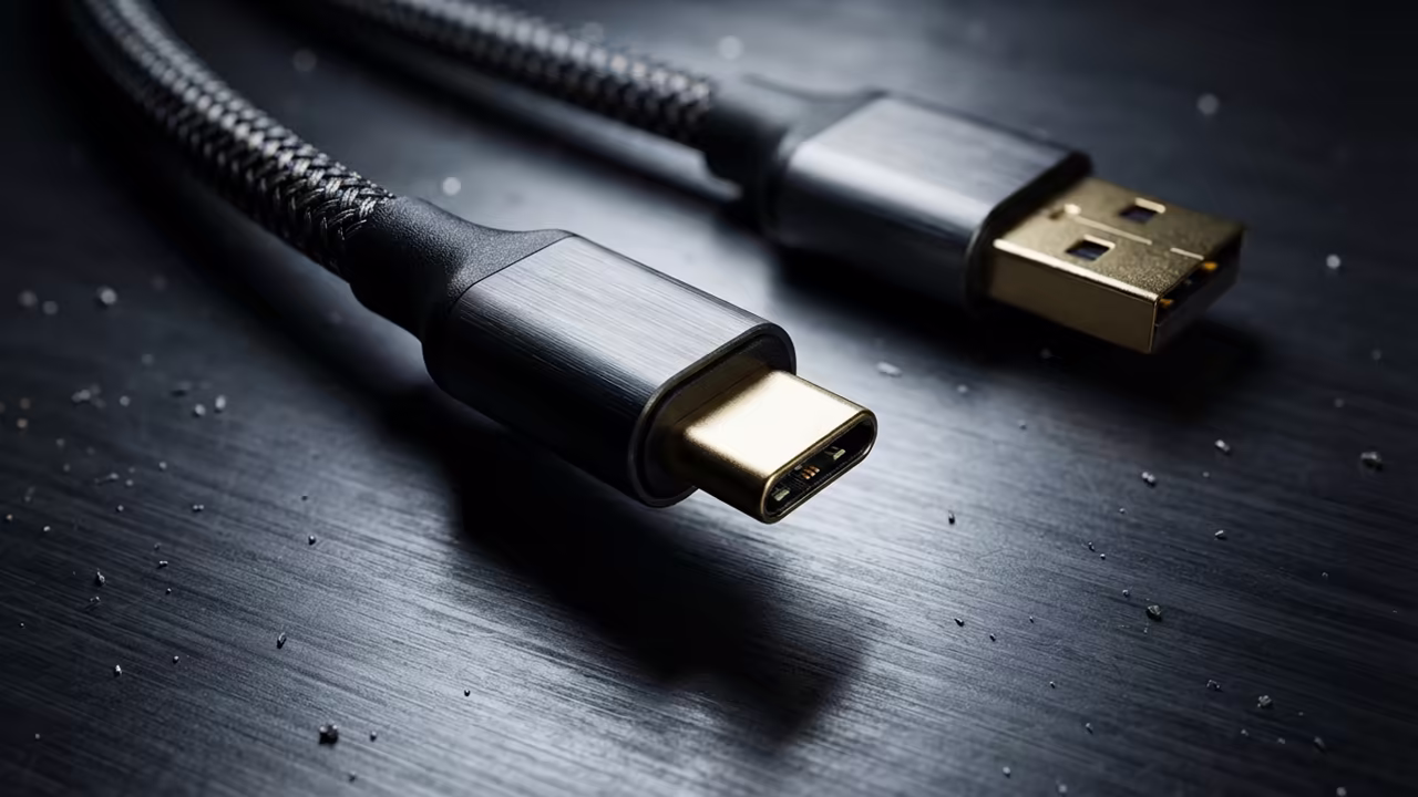 USB cable and gold connectors