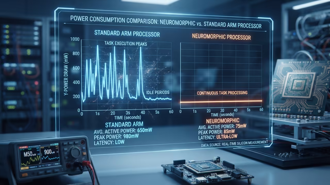Neuromorphic processor on smartwatch motherboard