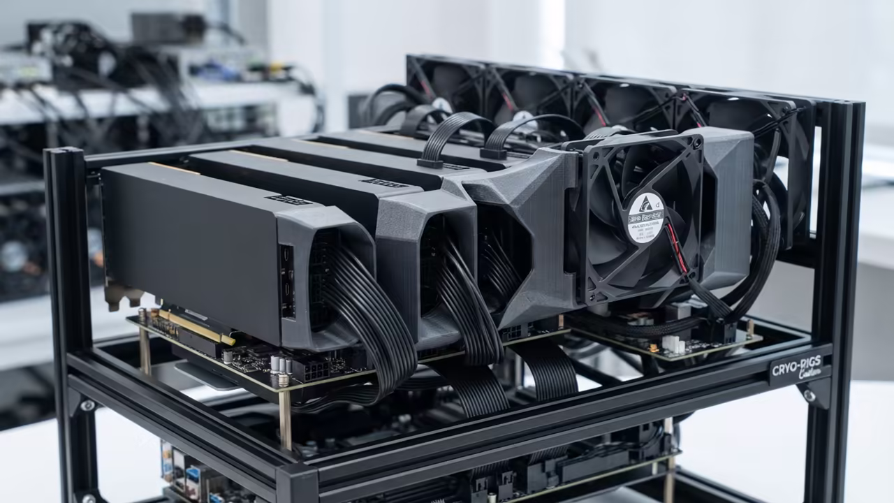 Multiple Tesla P100 cards with 3D printed cooling shrouds