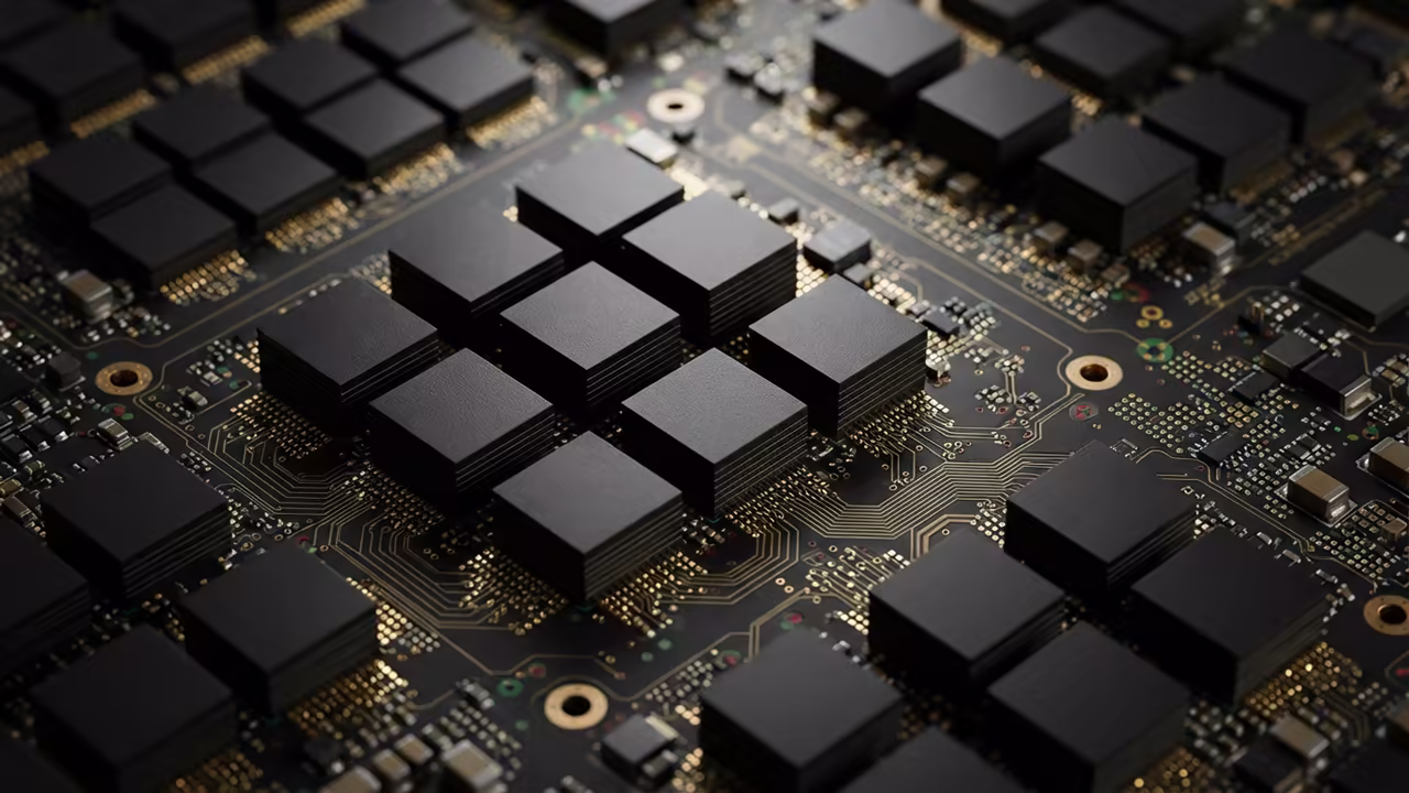 Macro shot of HBM2 memory modules