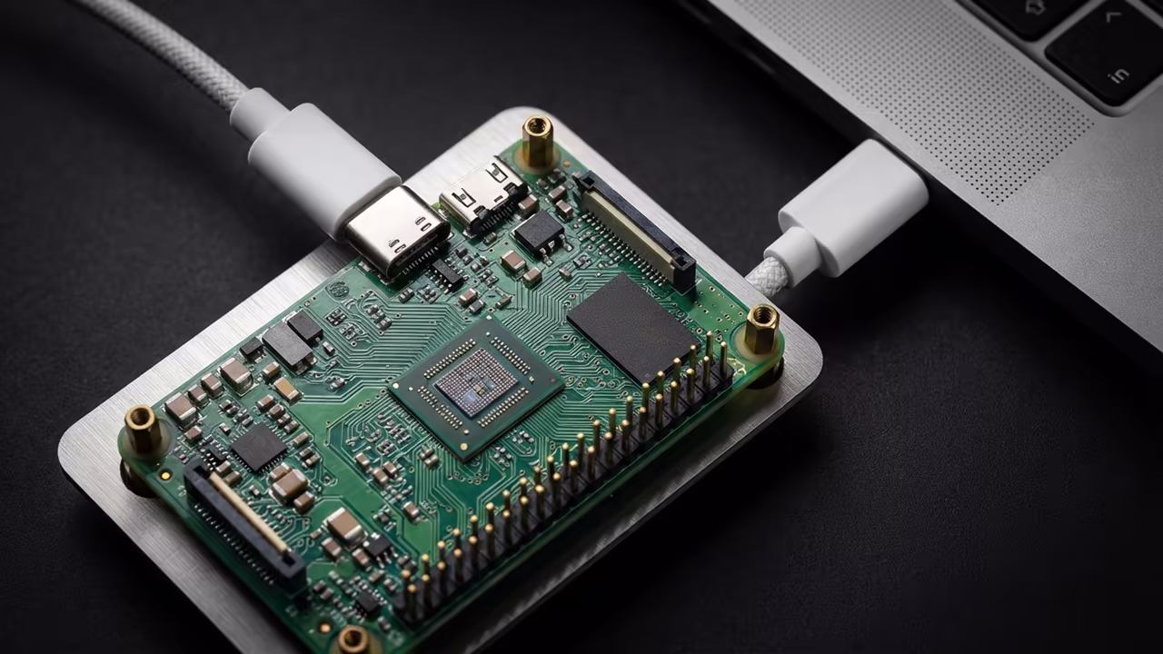 Pi Zero W hardware connected via USB