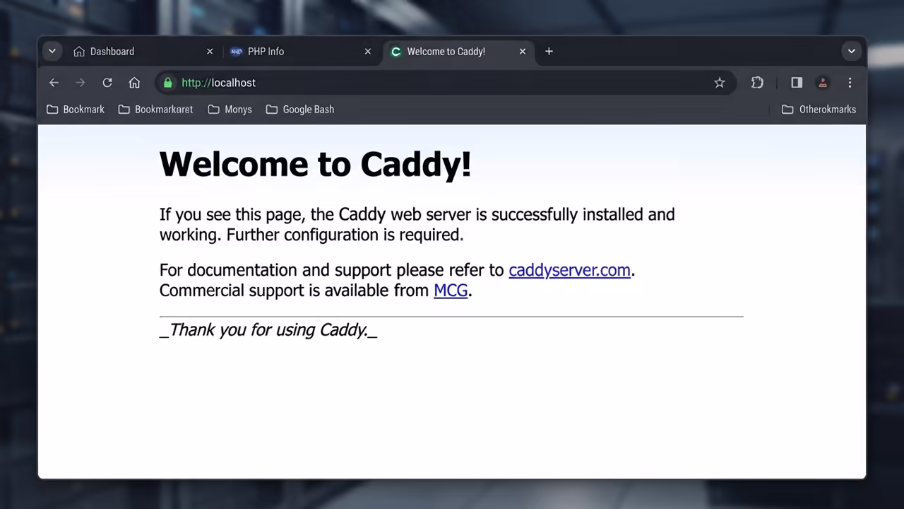 Localhost Caddy Result