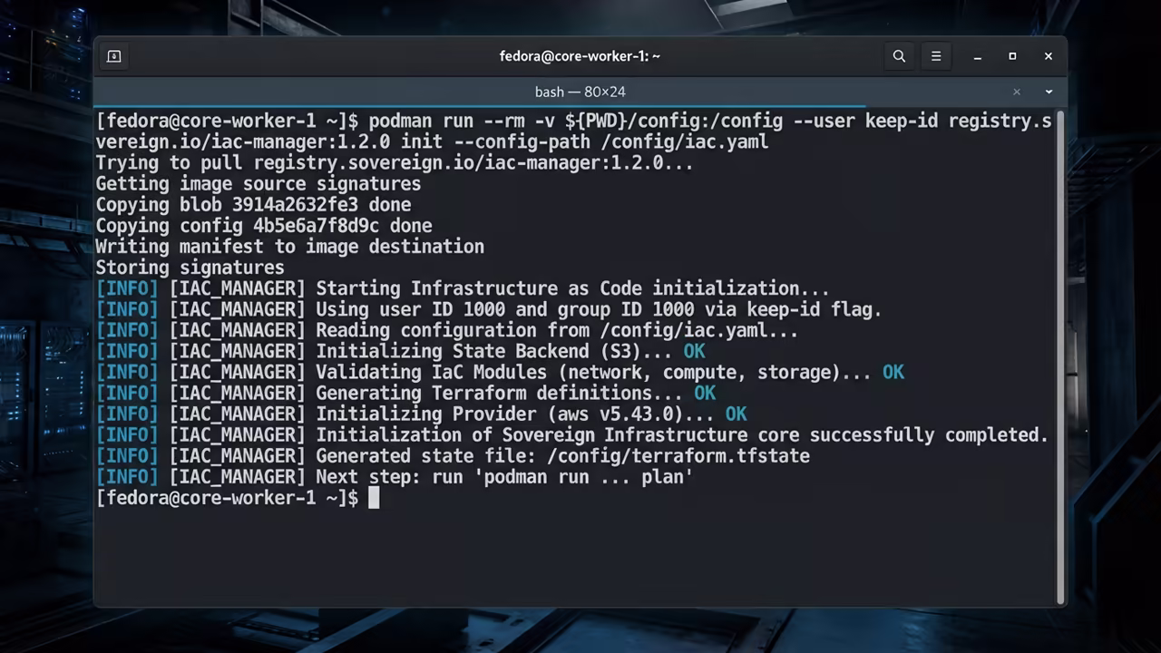 Fedora Terminal OpenTofu Init