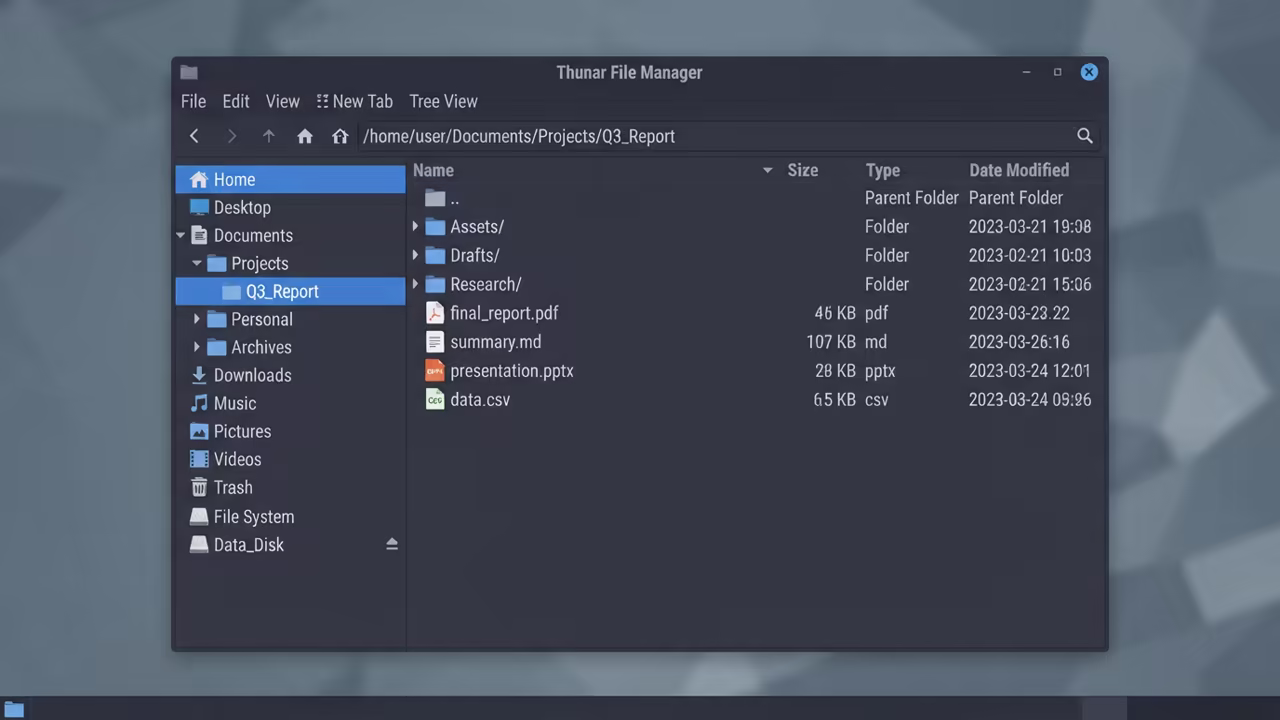 Thunar main window interface