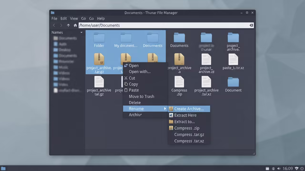 Context menu archive options