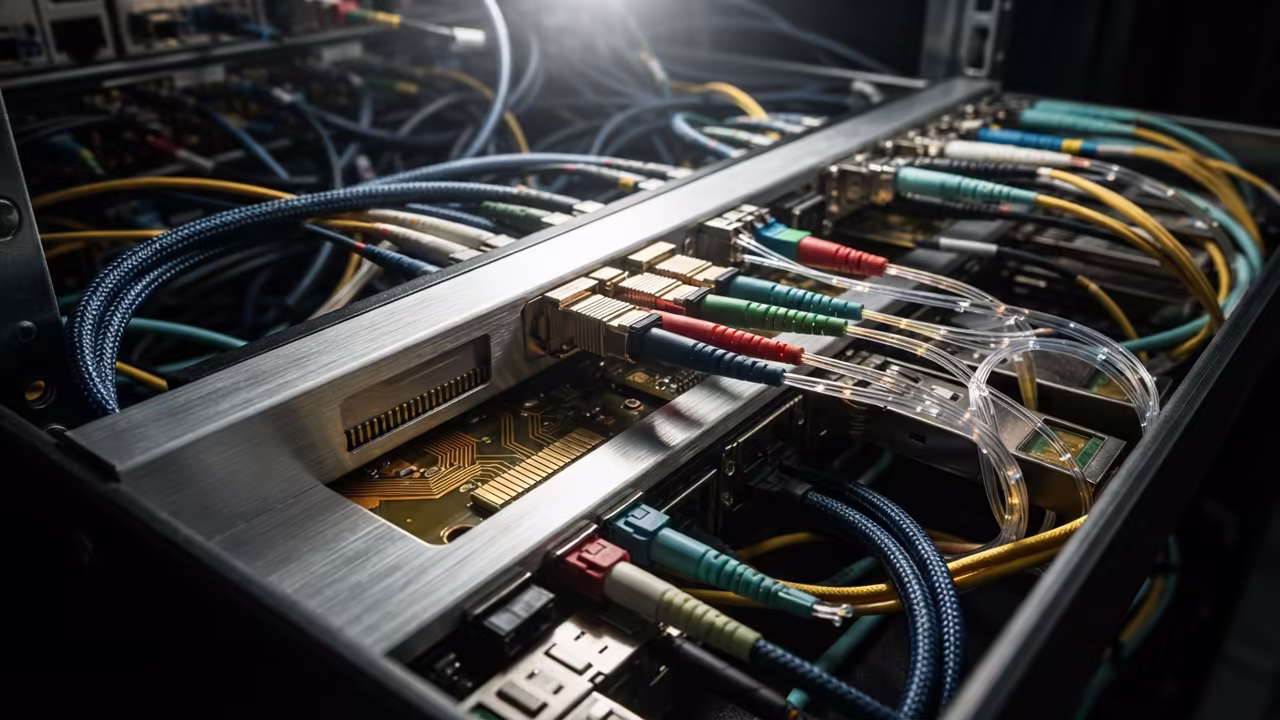 Macro-photography of high speed data cabling and fiber optic components