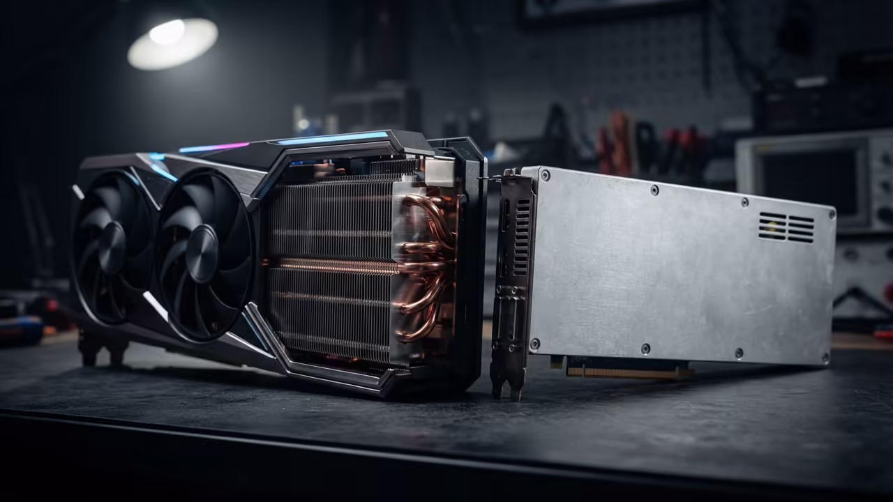 Close up of GPU heat sink materials