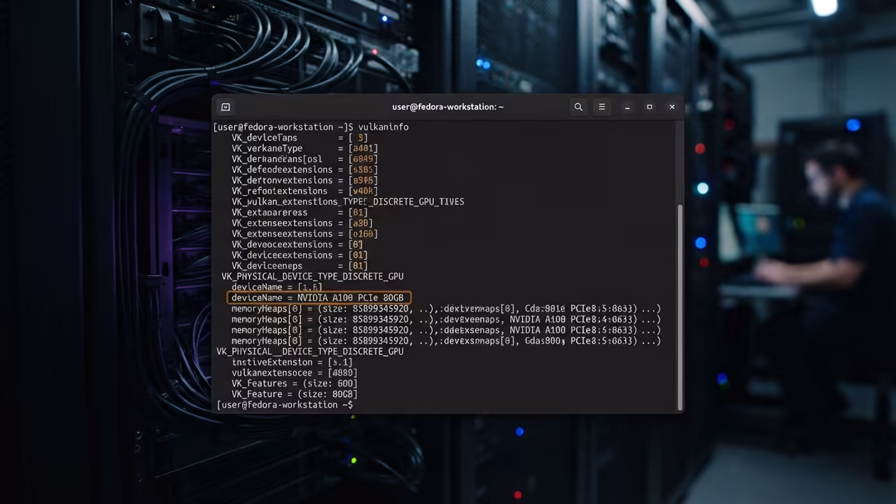 Vulkan info output in Fedora terminal