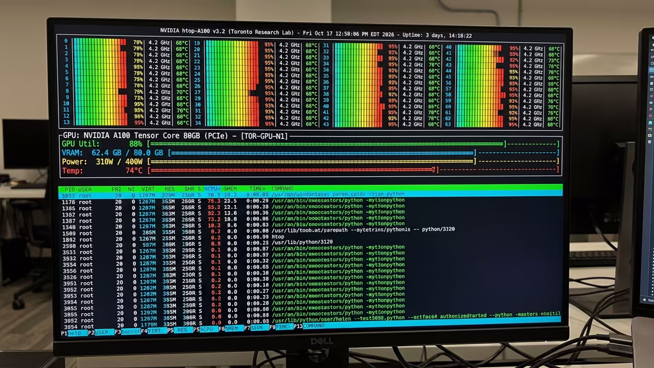 System monitor showing CPU and GPU memory utilization