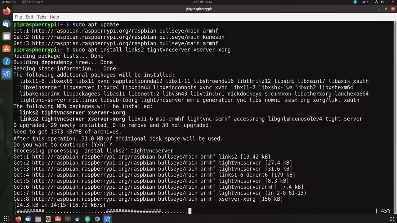 Terminal installation of links2