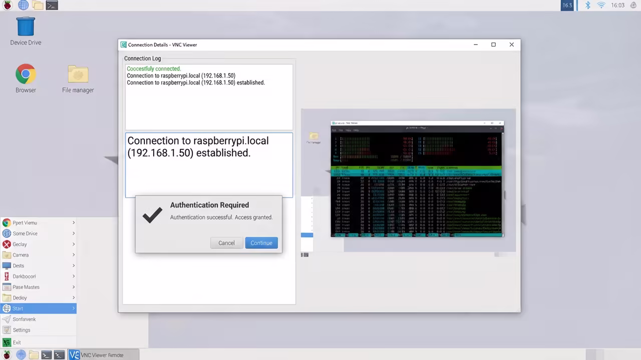 VNC Viewer connection screen for Pi Zero W